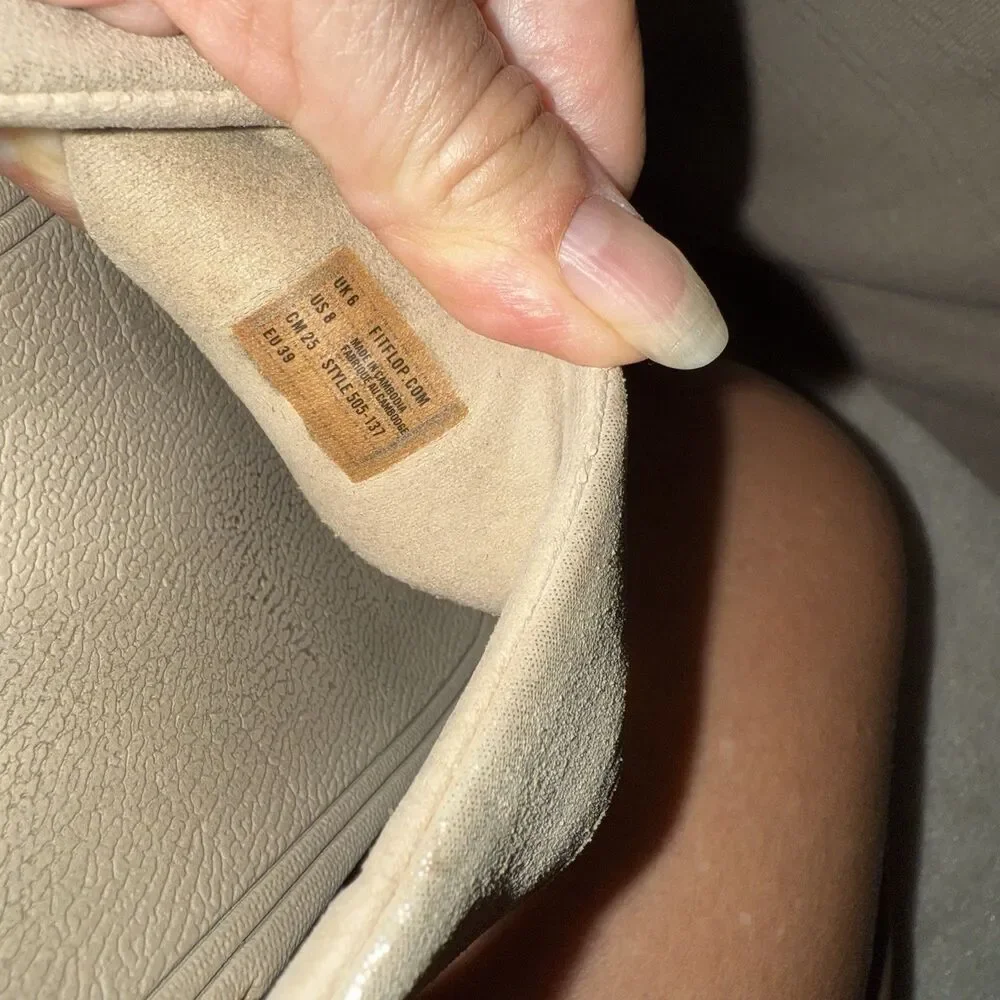 Fitflop Sz 8 Shimmy Suede Toe Post Thong Flip Flop Sandals Women's  Pale‎ Gold